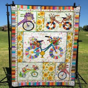 Floral Bicycles Quilt Blanket Yct8  Quilt